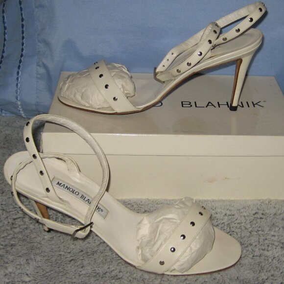 Manolo Blahnik Studded Strappy Heel Sandals - Picture 1 of 16